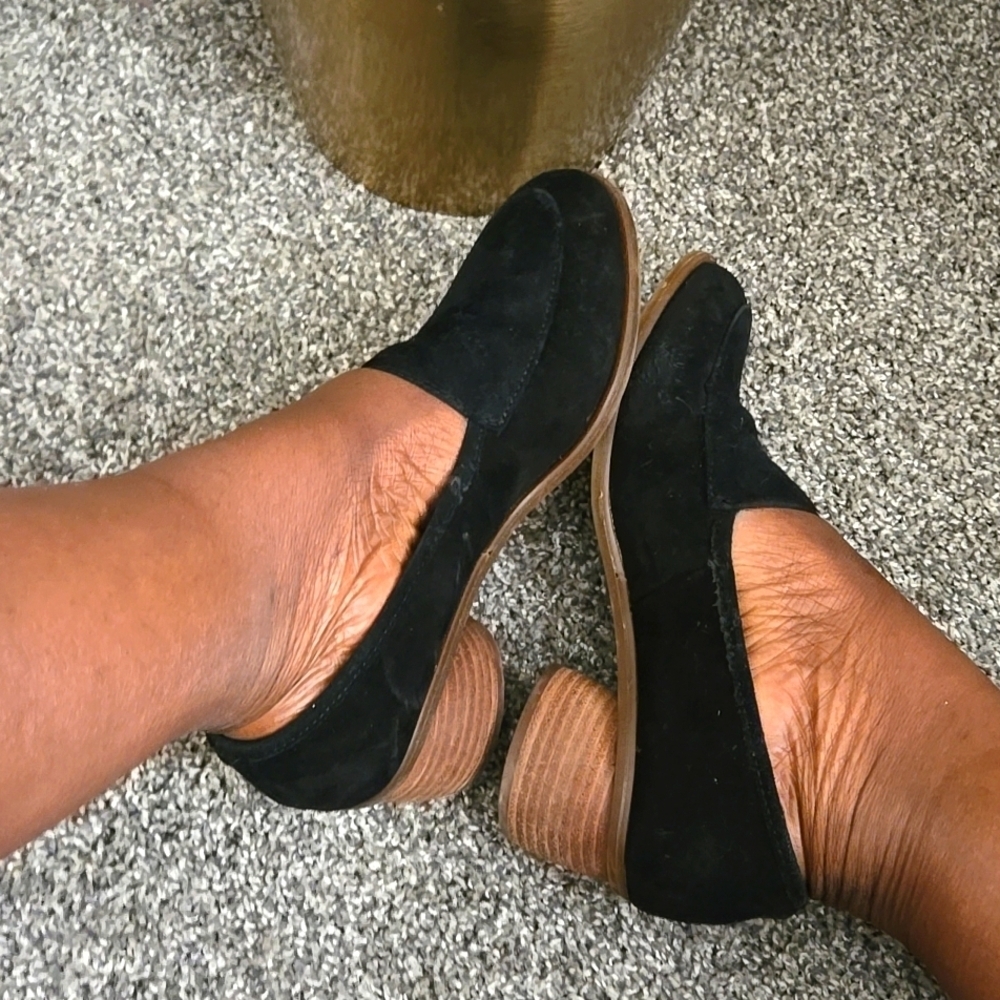 Sofft Cassia Black Suede Women's Stack Heel Loafers Office Business Casual